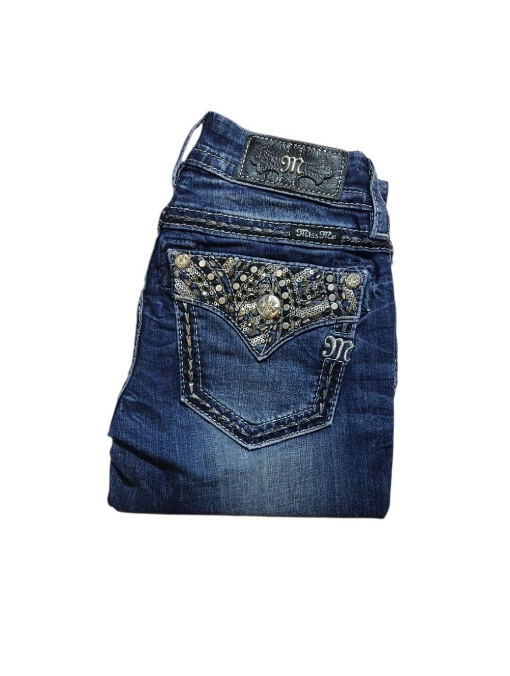 Miss Me Jeans Skinny Signature Rise Embellished Pockets Dark Wash Size 25